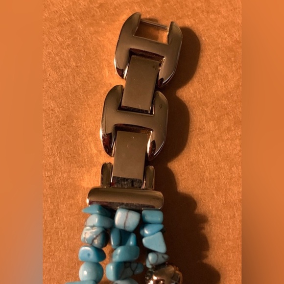 #J921 - VTG Suzanne Somers Turquoise, Aqua Crystals & Silver-tone Ladies Watch - Picture 5 of 13